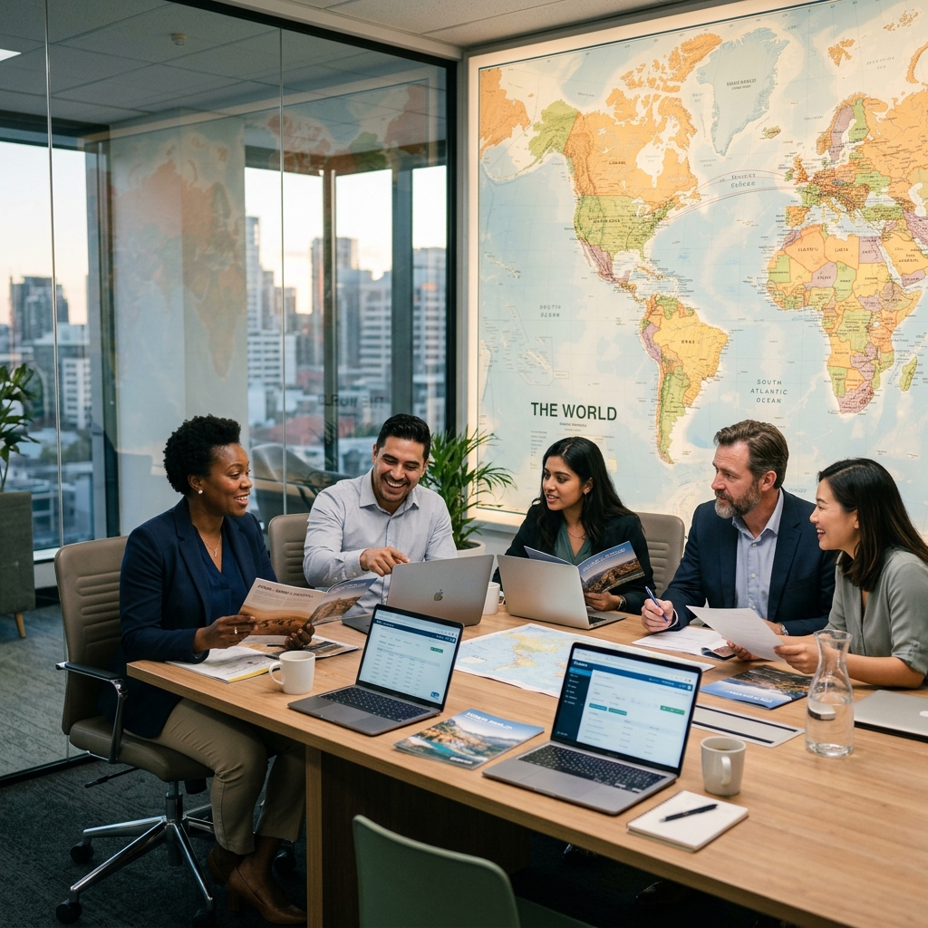 TRAVIXA team collaborating in office