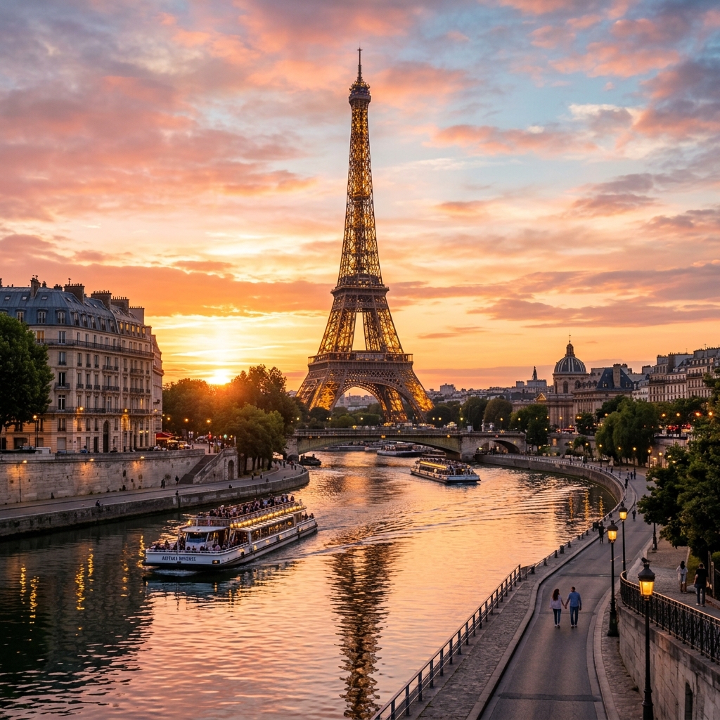 Eiffel Tower Paris at golden hour