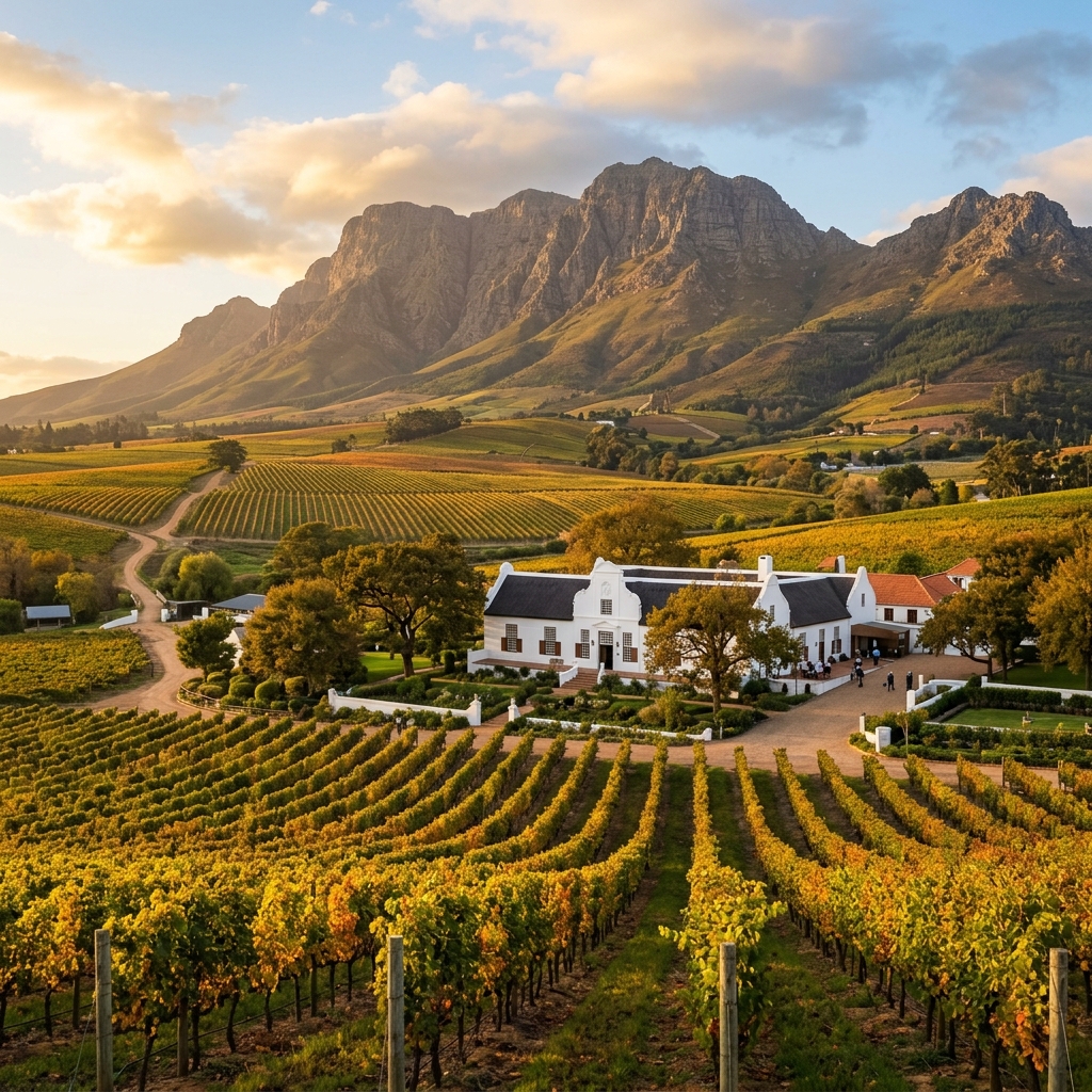 Stellenbosch vineyards and Cape Dutch estate