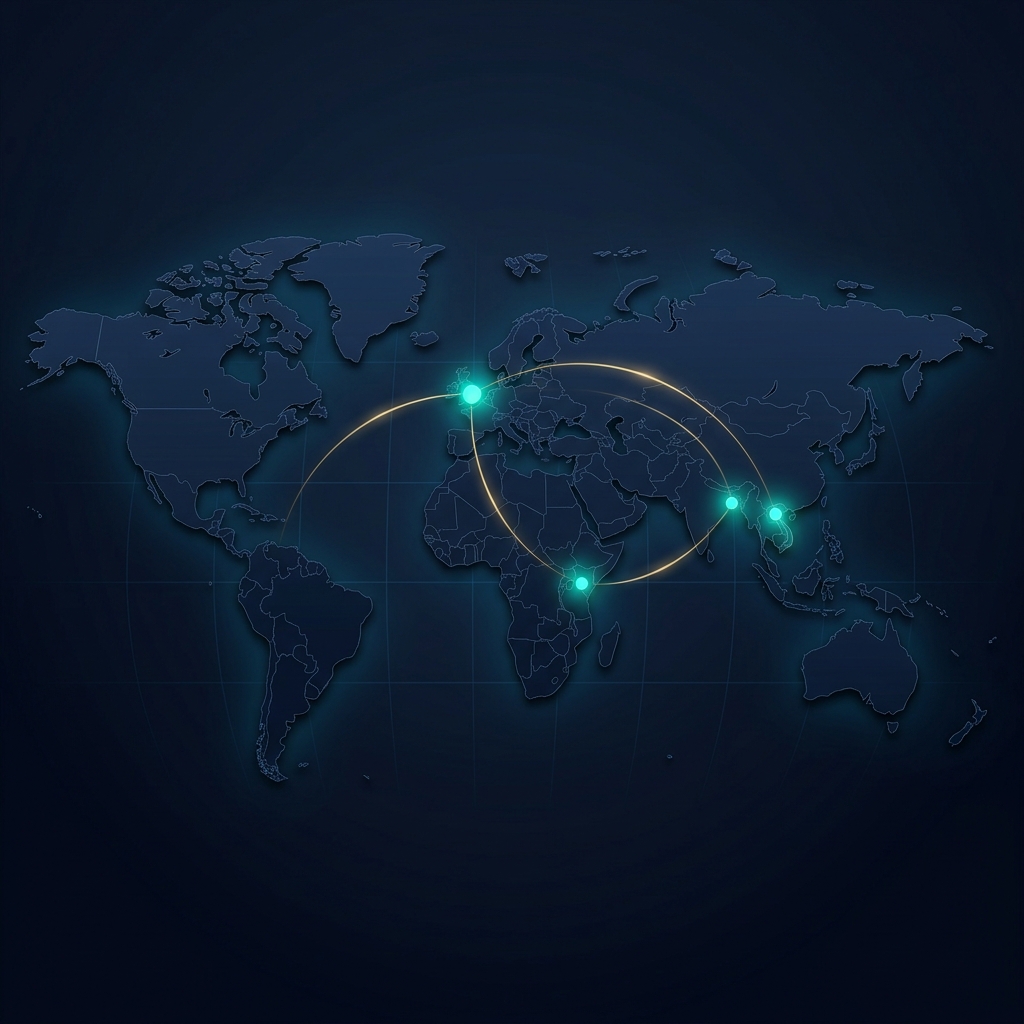 TRAVIXA global presence map showing offices in India, Kenya, Vietnam, and Europe